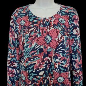 Ladies Petite SM Cardigan Floral Teal Navy Rose Brown Grey Light Cotton Knit